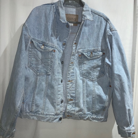 Nuovo Jeanswear Denim Jacket sz L light wash distressed 80s 90s trucker - Picture 1 of 12